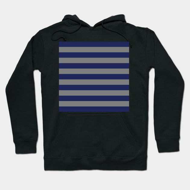 Navy Blue and Gray Stripes, Horizontal Awning Stripes Hoodie by AmyBrinkman